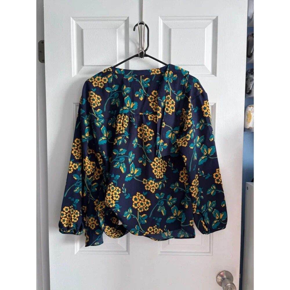 J. Crew Women’s Floral Print Faux Wrap Blouse Top Size M